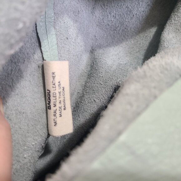 BAGGU Aqua Blue Natural Milled Leather Basic Tote Bag - Picture 7 of 9